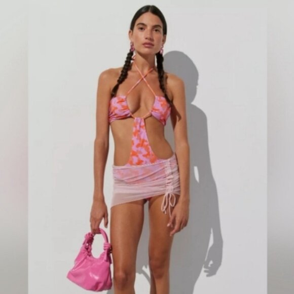 Urban Outfitters | Out From Under Marina Printed Swimsuit Lilac Butterfly Large - Picture 5 of 7